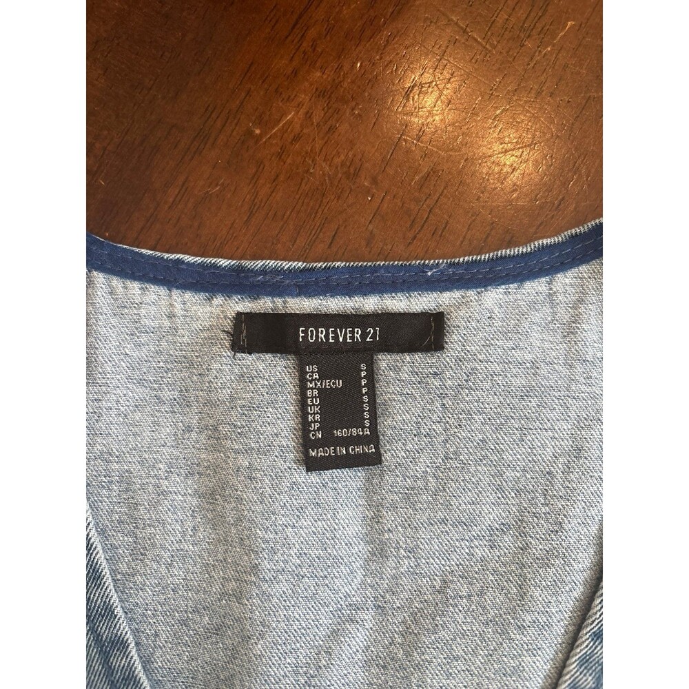 Denim fringe tank top vneck cowboy western Coachella festival hippie Boho blue - Picture 6 of 6